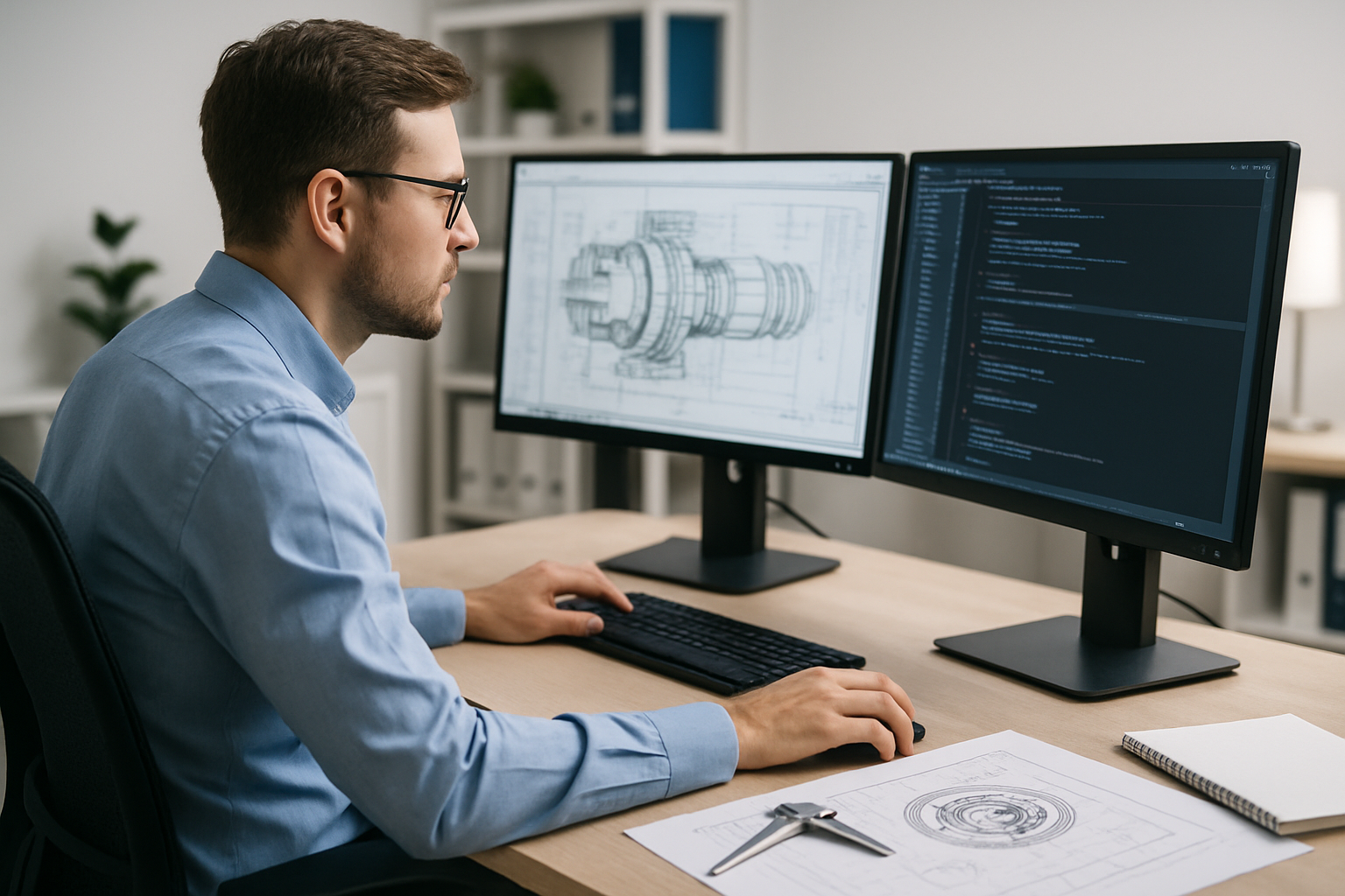 bilgisayar başında bir mühendis